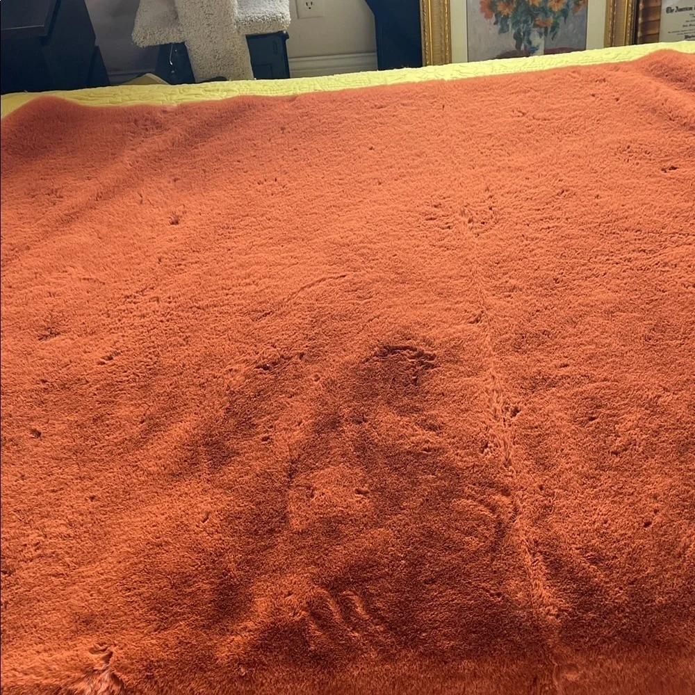 Faux fur carpet or throw copper tone NWT purchased it for our couch never used